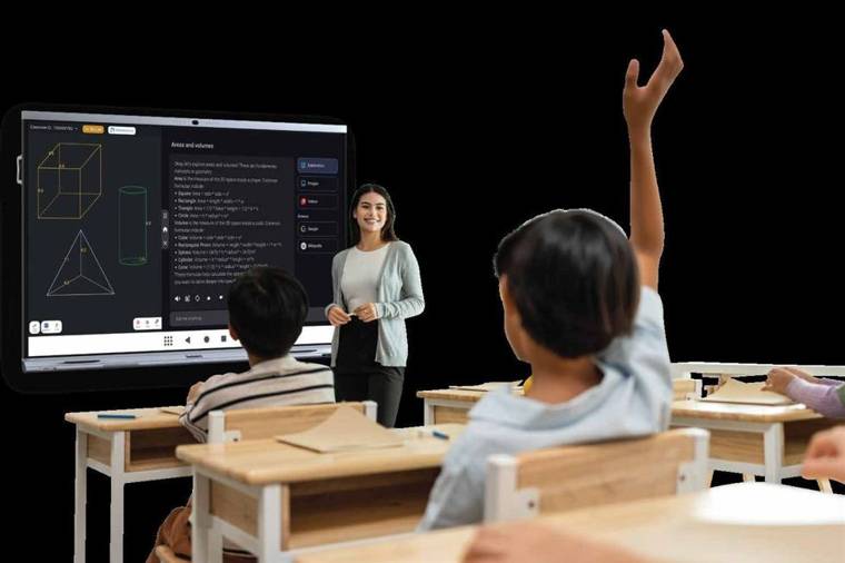 TeachmintX X2 interactive flat panel in a classroom